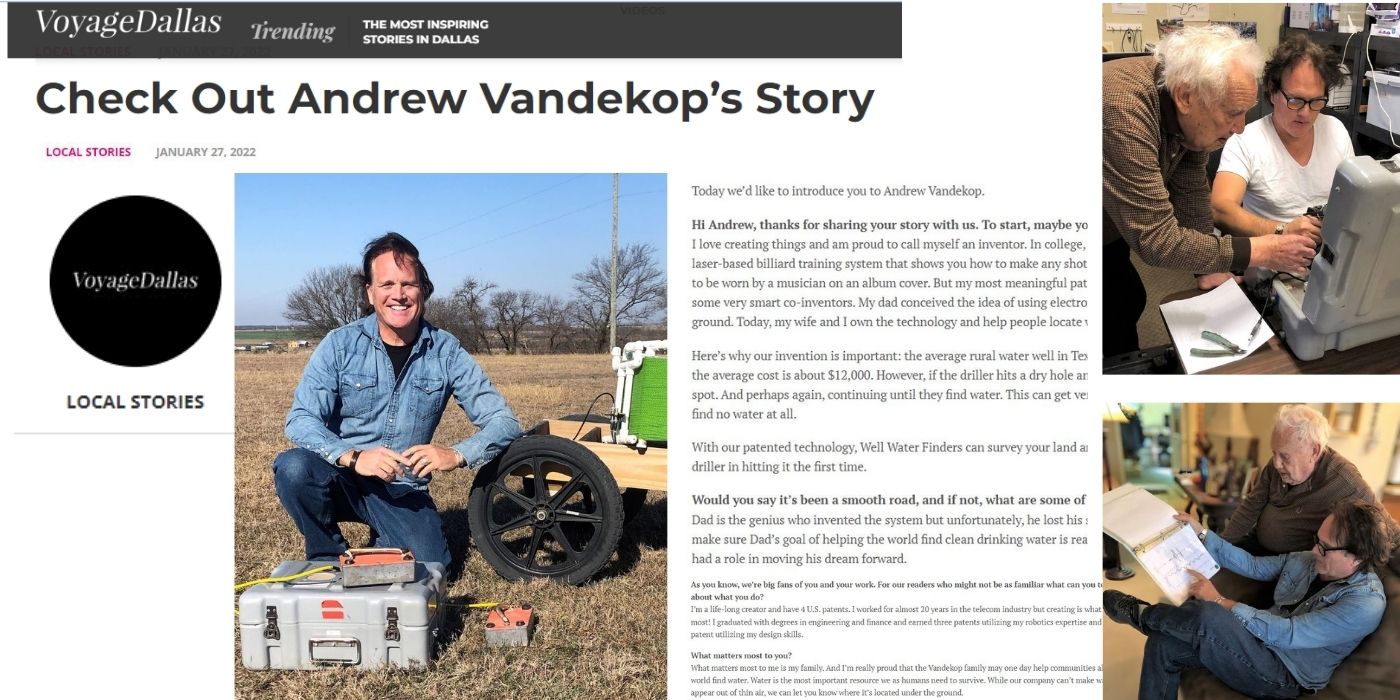 Blog cover image for Founder Spotlight: Andrew Vandekop’s Story | Voyage Dallas, showcasing Well Water Finders' contributions to groundwater access and sustainability.