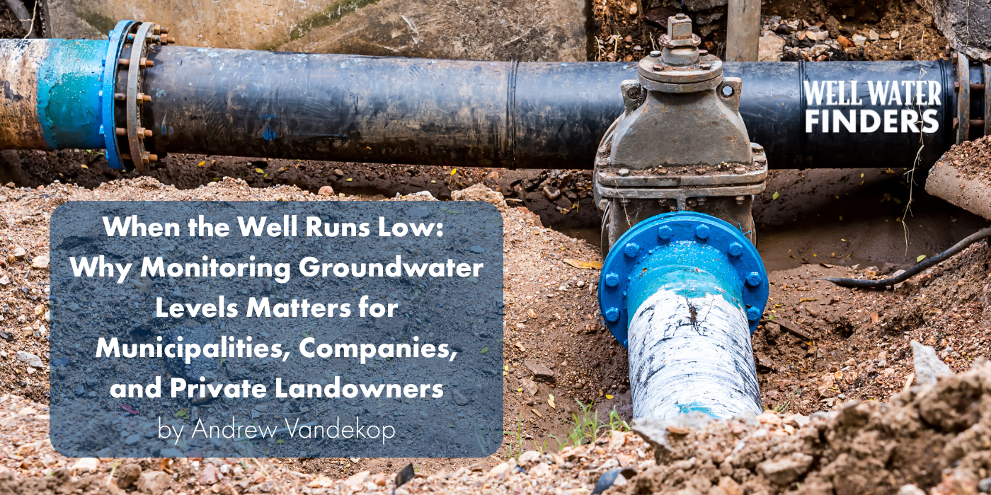 Underground water pipe system representing the importance of monitoring groundwater levels for municipalities, companies, and private landowners