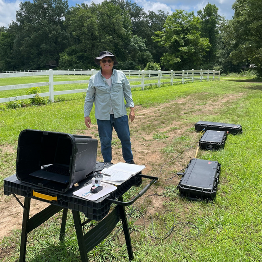 Well Water Finders CEO Andrew Vandekop conducting groundwater surveys in the field
