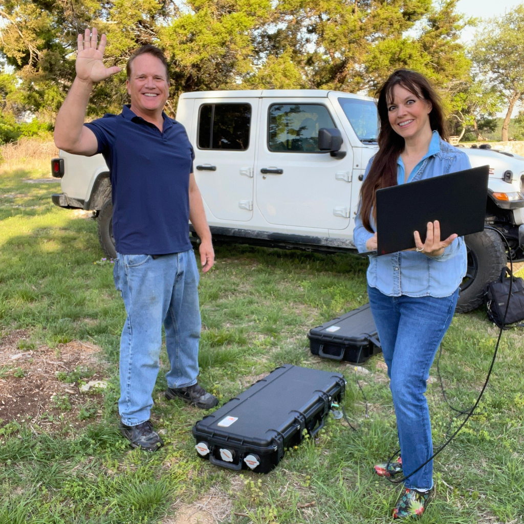 The Well Water Finders team conducting an on-site groundwater survey in the field